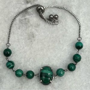 African Malachite Sterling Silver BOLO Bracelet